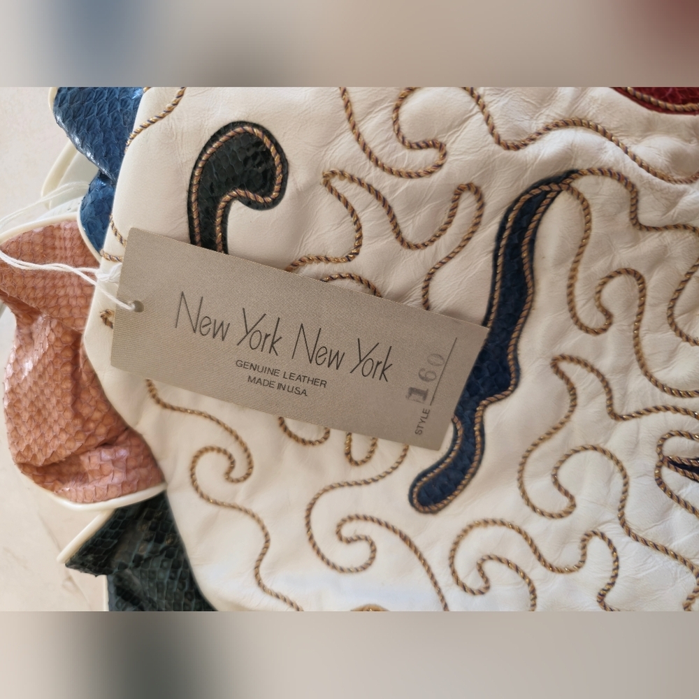 NWT Snakeskin Rope Genuine Leather Crossbody Shoulder Bag Cream New York - Picture 17 of 17
